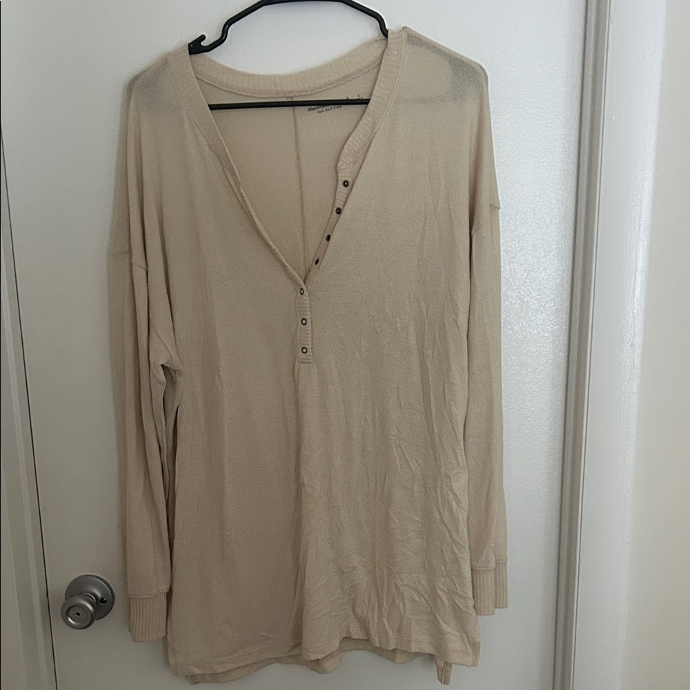 Abercrombie & Fitch Cream Button Down Women's Top